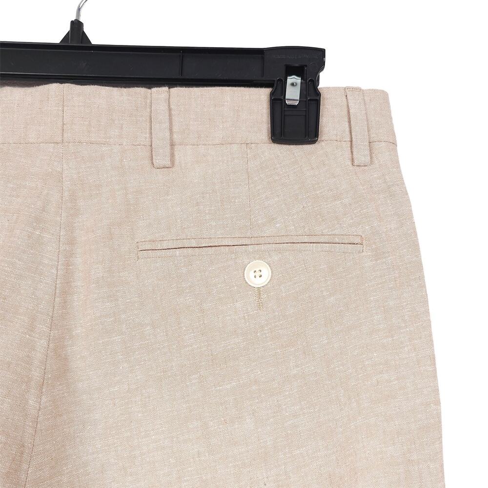 Tommy Hilfiger Mens Modern Fit Dress Pants 30x30 Tan Solid Linen Cotton Blend - Picture 8 of 11